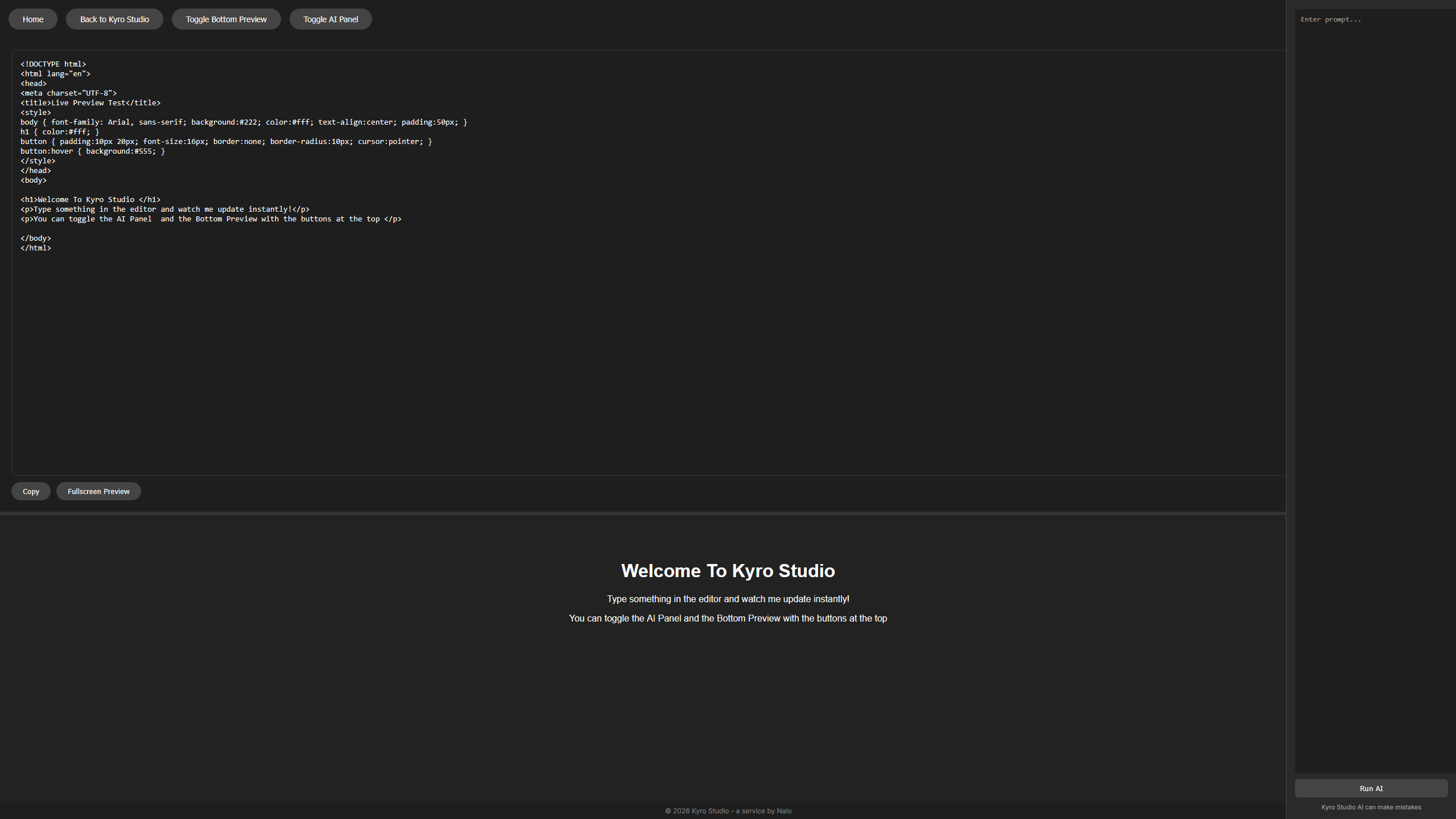 Kyro Studio Code Screenshot 2
